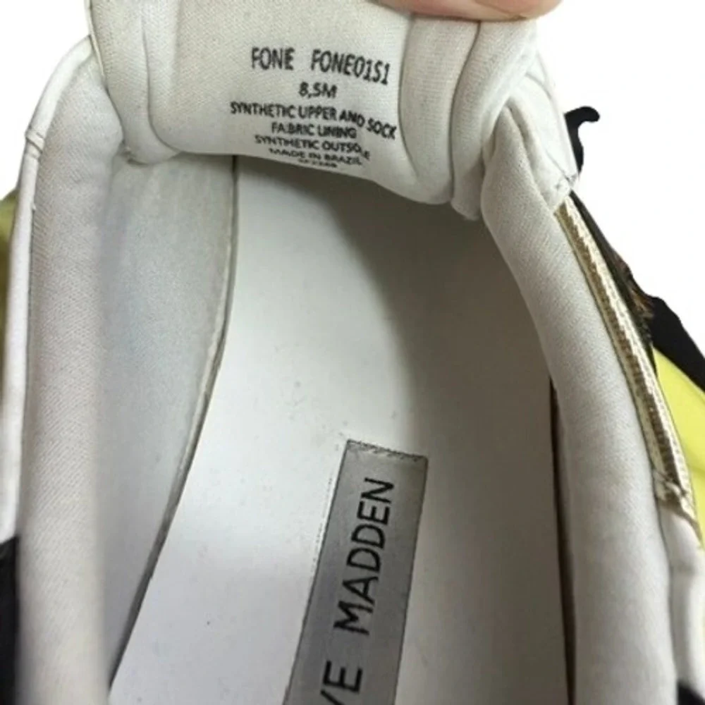 Steve Madden Fone White Leopard Print Gold Stripe Sneakers FONE01S1 Womens 8.5M